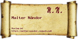 Malter Nándor névjegykártya