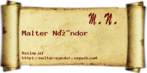 Malter Nándor névjegykártya